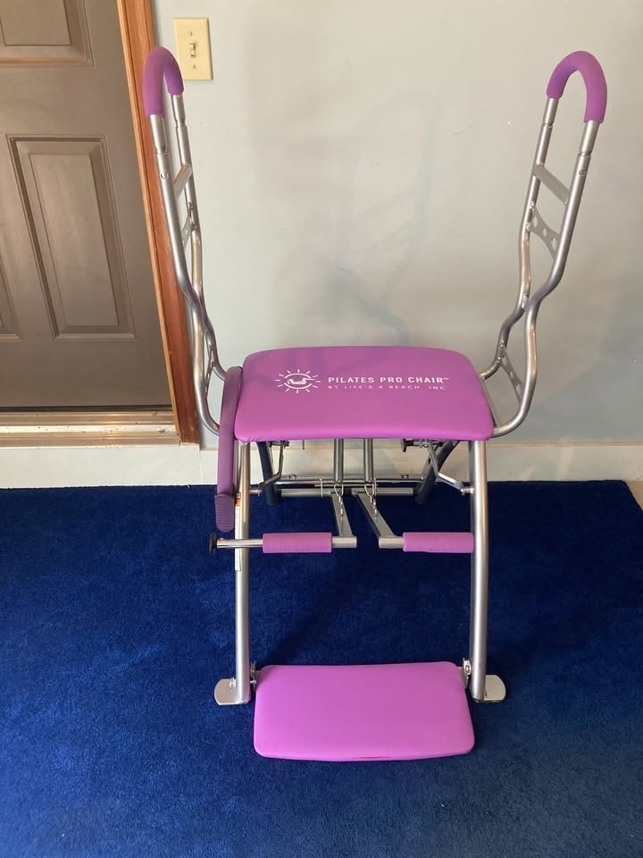 Pilates Pro Chair by Life&rsquo;s a Beach (Purple) + 5 Pilates Pro Chair DVDs New in S