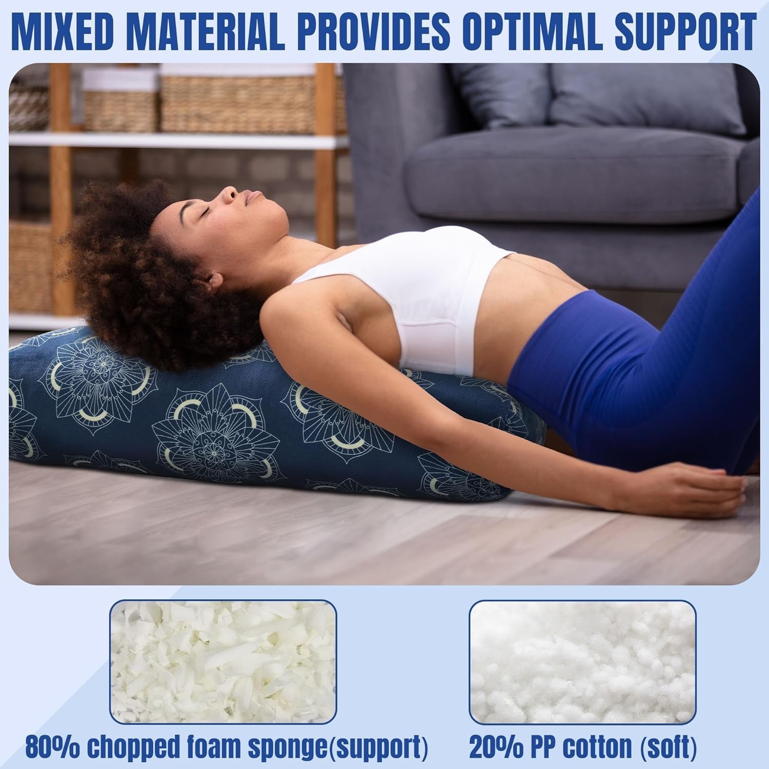 Yoga Bolster Pillow, Rectangular Yoga Bolster for Restorative & Meditation, P…