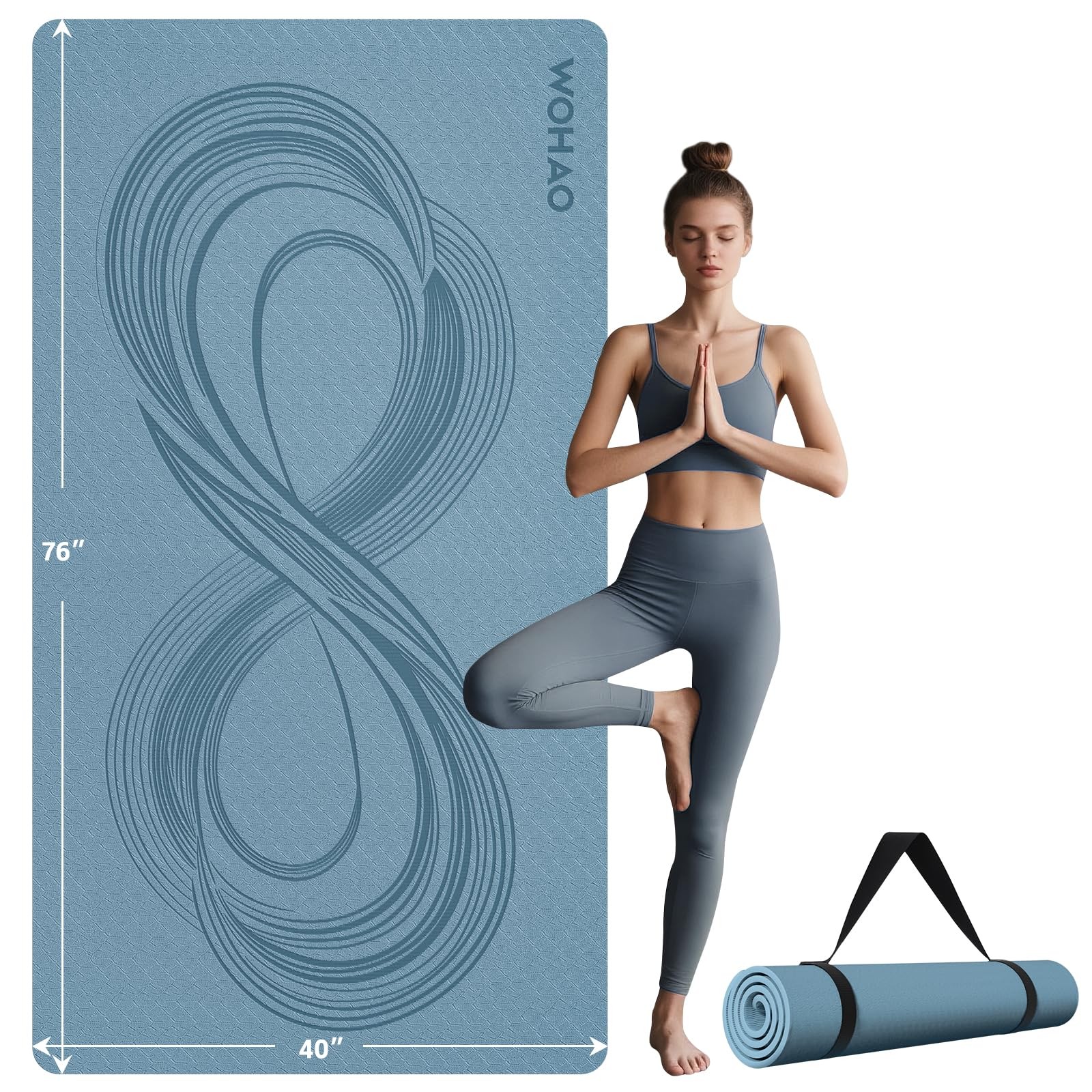 Large 76&Prime;x40&Prime;x0.4&Prime; Yoga Mat – Extra Width & Thick Non-Slip Exercise Mat, Vers…