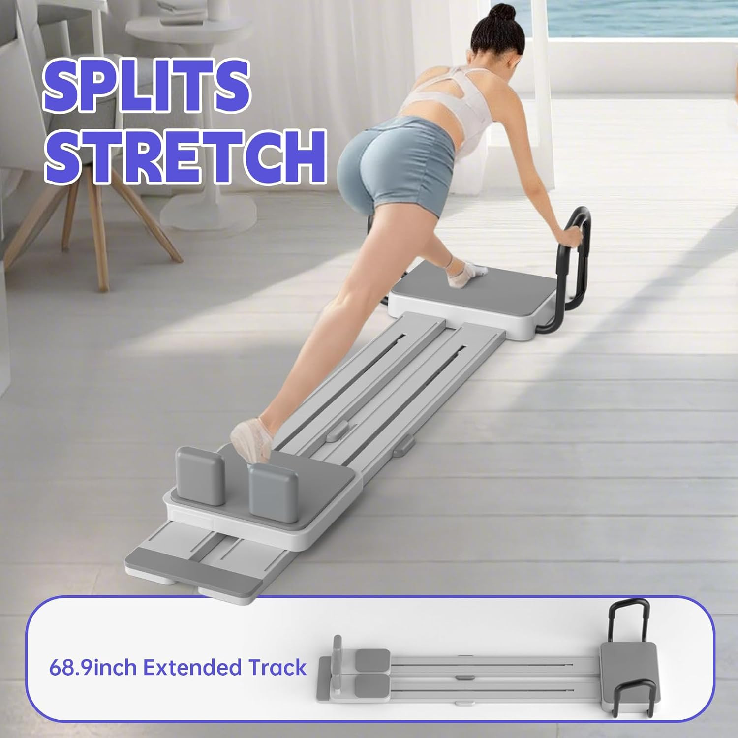 Portable Pilates Reformer with Extended Track and Yoga Socks for Home Workouts
