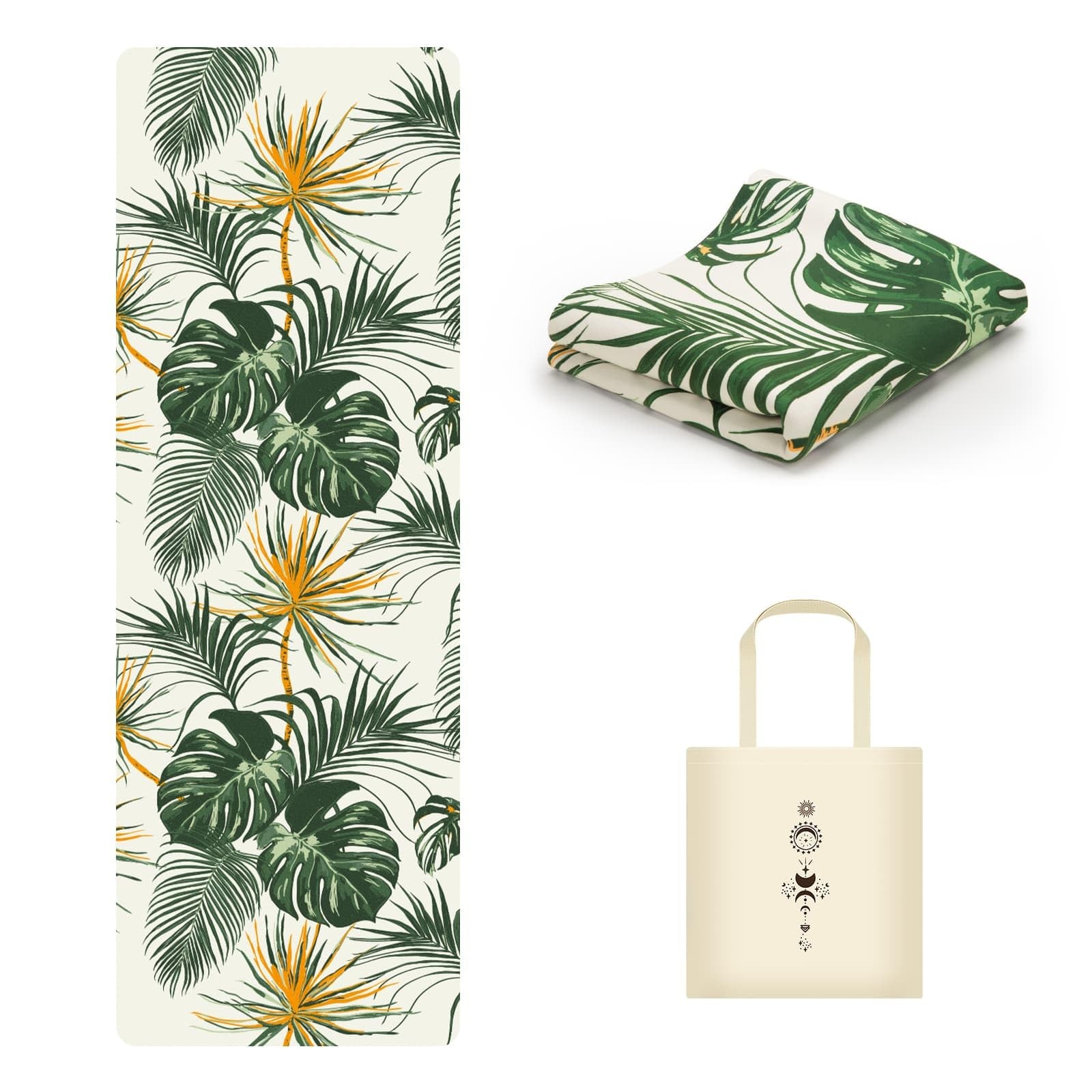 Travel Foldable Suede Yoga Mat, 1.5mm Thick, 72 x 24 Inch, Non-Slip, Tote Bag