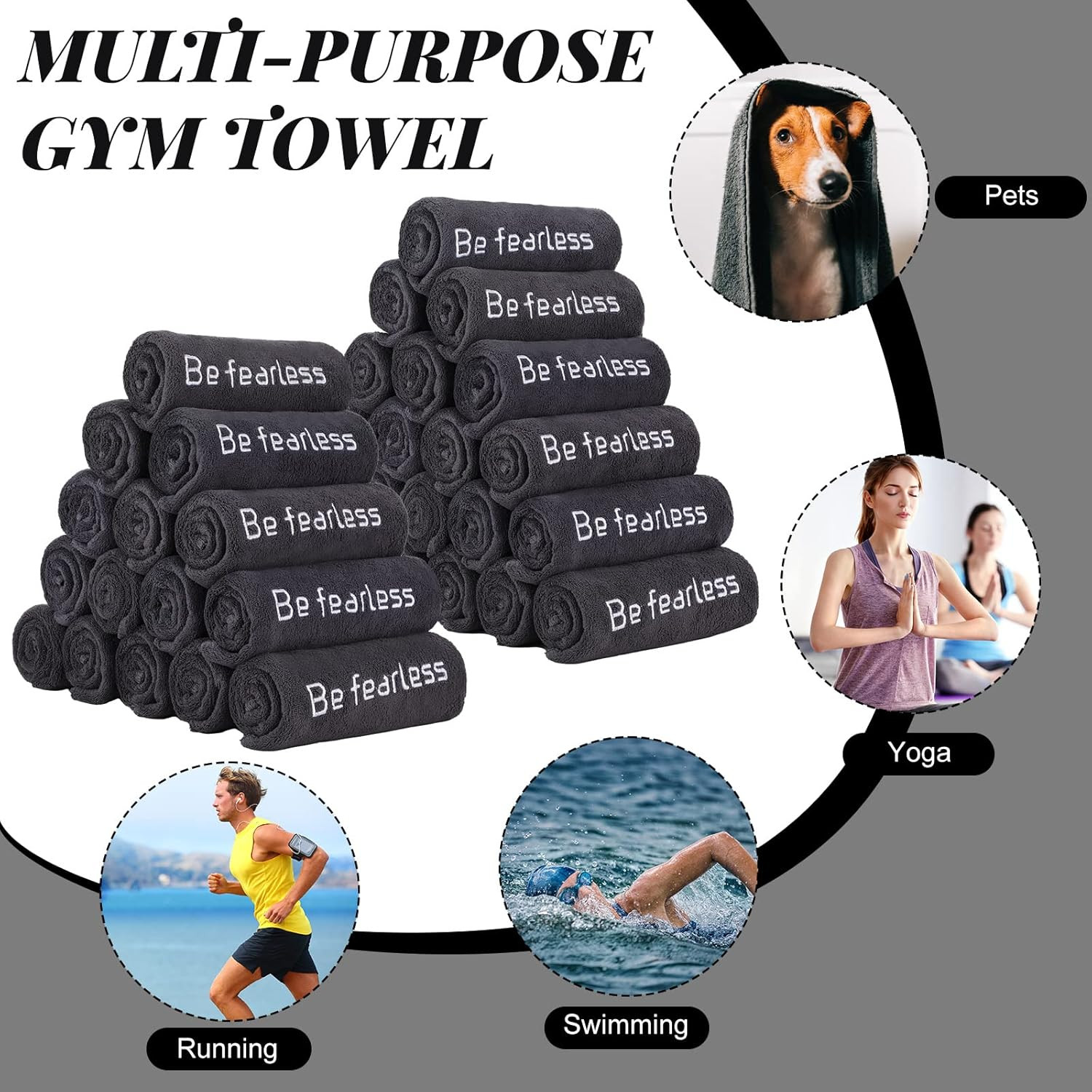 36 Pcs Microfiber Gym Towels for Exercise Fitness Bulk 32 X 16 Inch Soft Quick-D