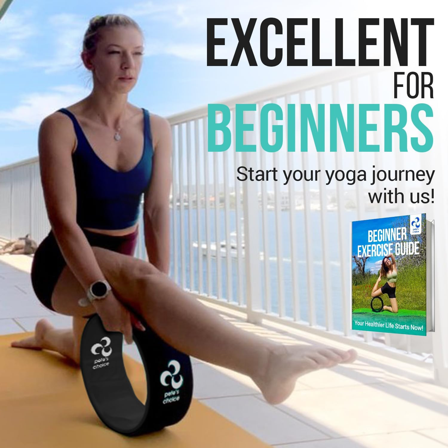 Extra Wide Yoga Wheel, Mini Yoga Wheel – Beginner Friendly Yoga Kit. More Comfor
