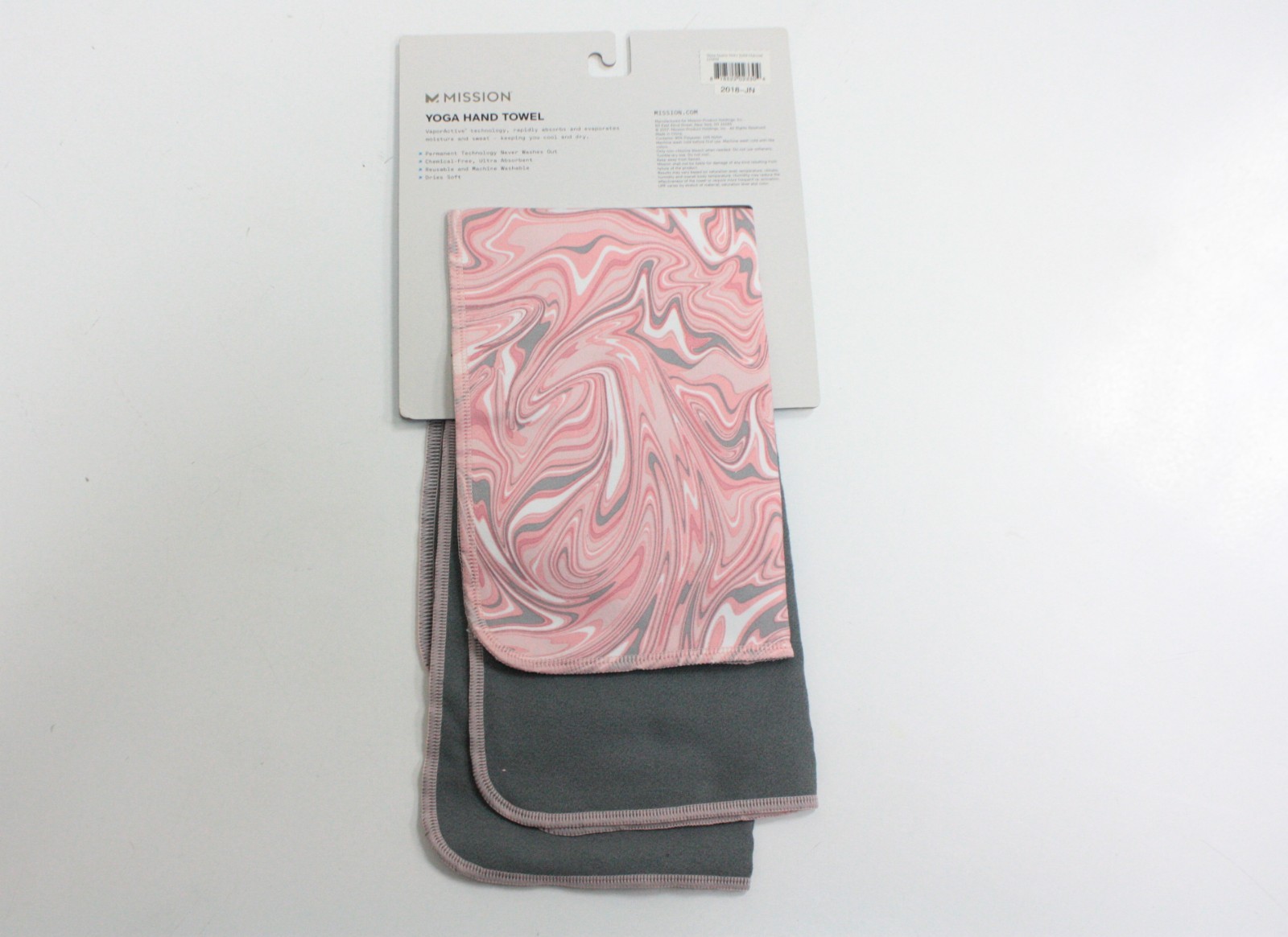 Mission Super Absorbent Yoga Hand Towels 2 pack Glaze Quartz Pink/Solid Charcoal