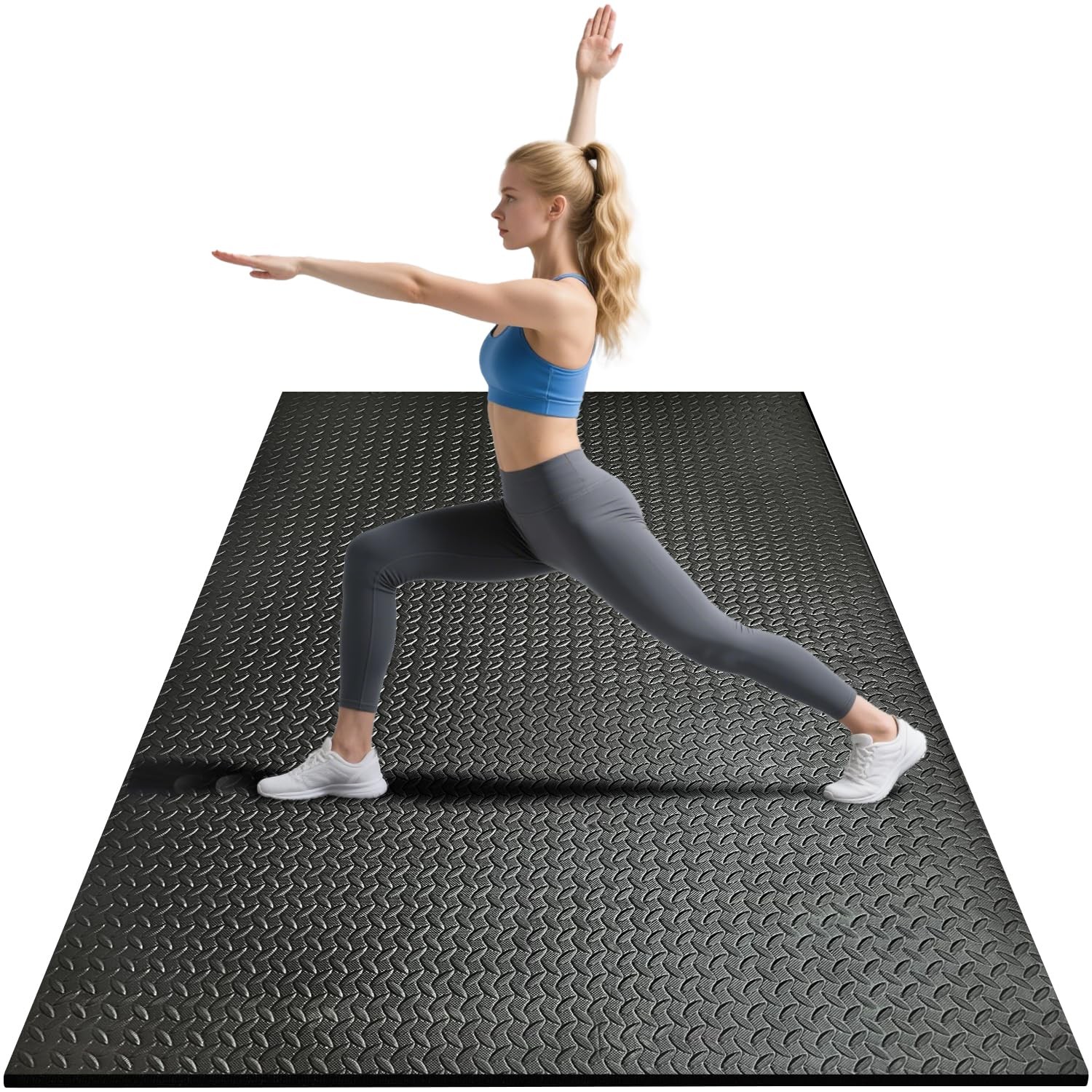 4x6ft Gym Floor Mat 10mm Thick – Large TPE/NPE Foam 4ft x 6ft x 10mm, black