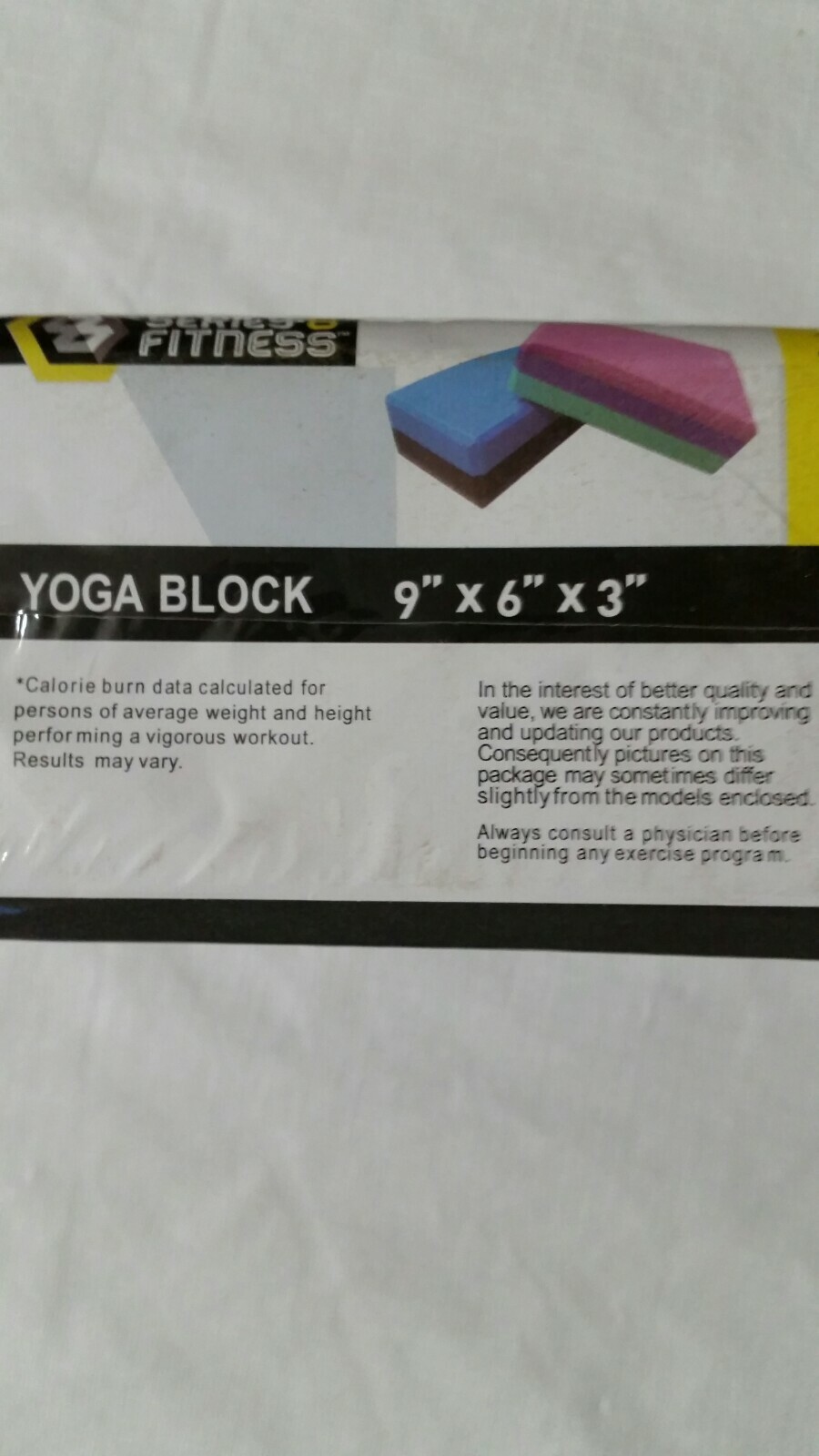 Series 8 Fitness Yoga Block Blue & Black New 9x6x3