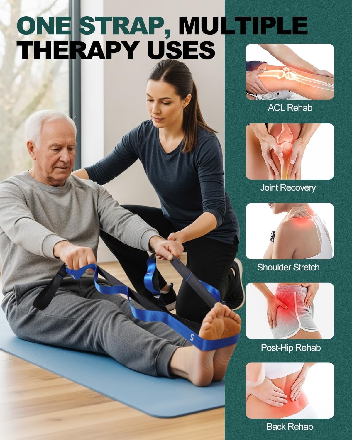 Stretching Strap with Loops for Physical Therapy