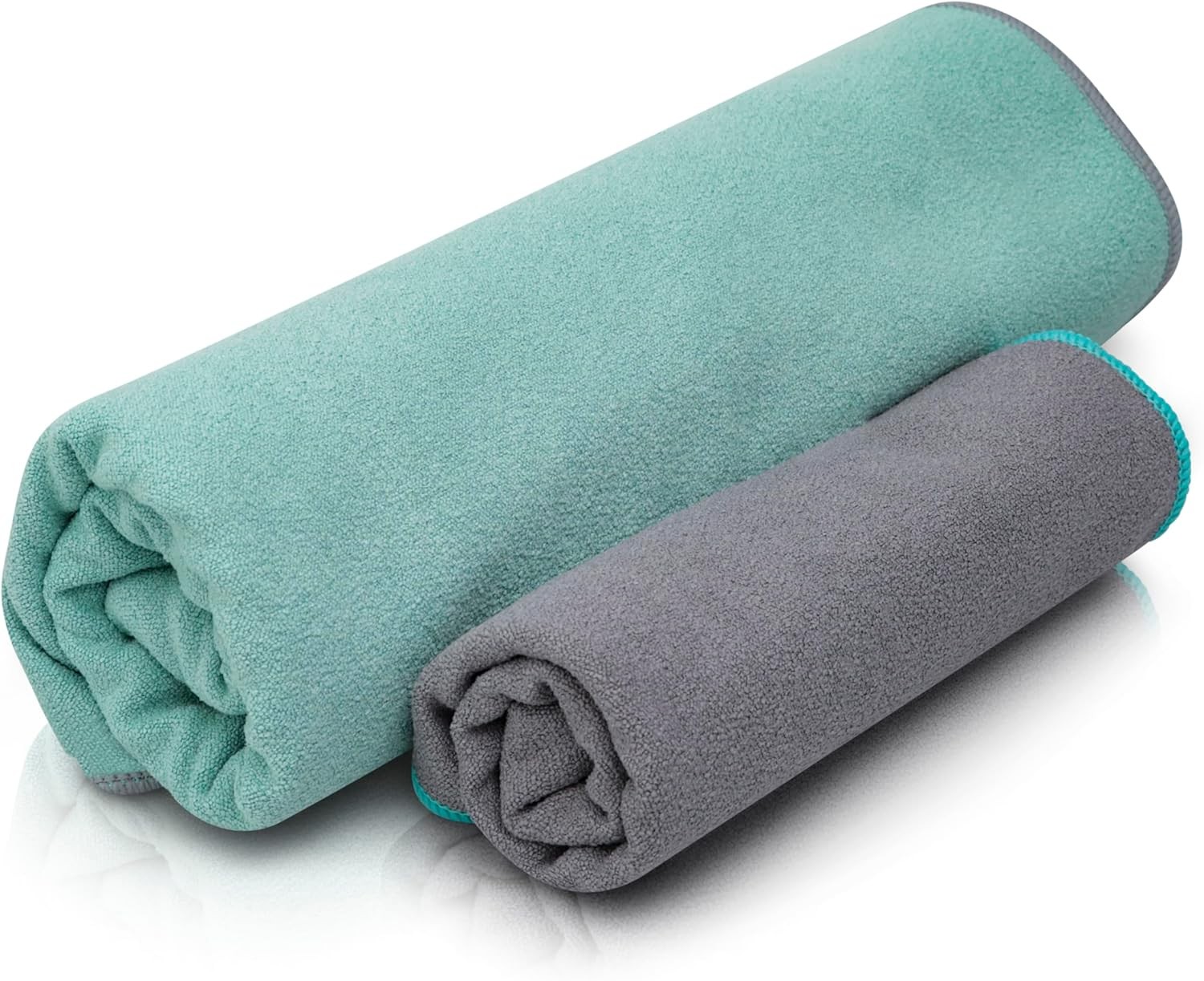 72&Prime; x 26.75&Prime; Long Yoga Mat Towel Plus Compact Face Large, Grey and Green