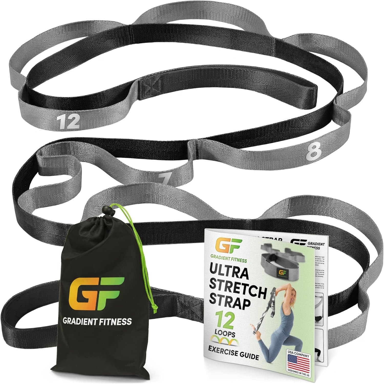 Stretching Strap for Physical Therapy, 12 Multi-Loop Stretch Strap 1&Prime; W x 8&prime; …