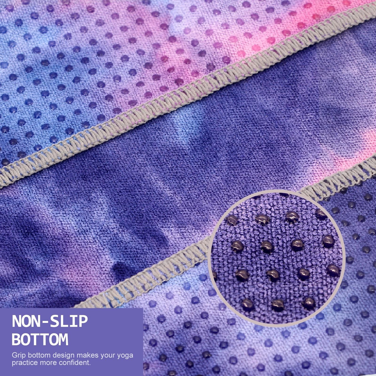 Non-Slip Hot Yoga Towel with Grip Dots, Sweat Absorbent Mat for Pilates & Workou