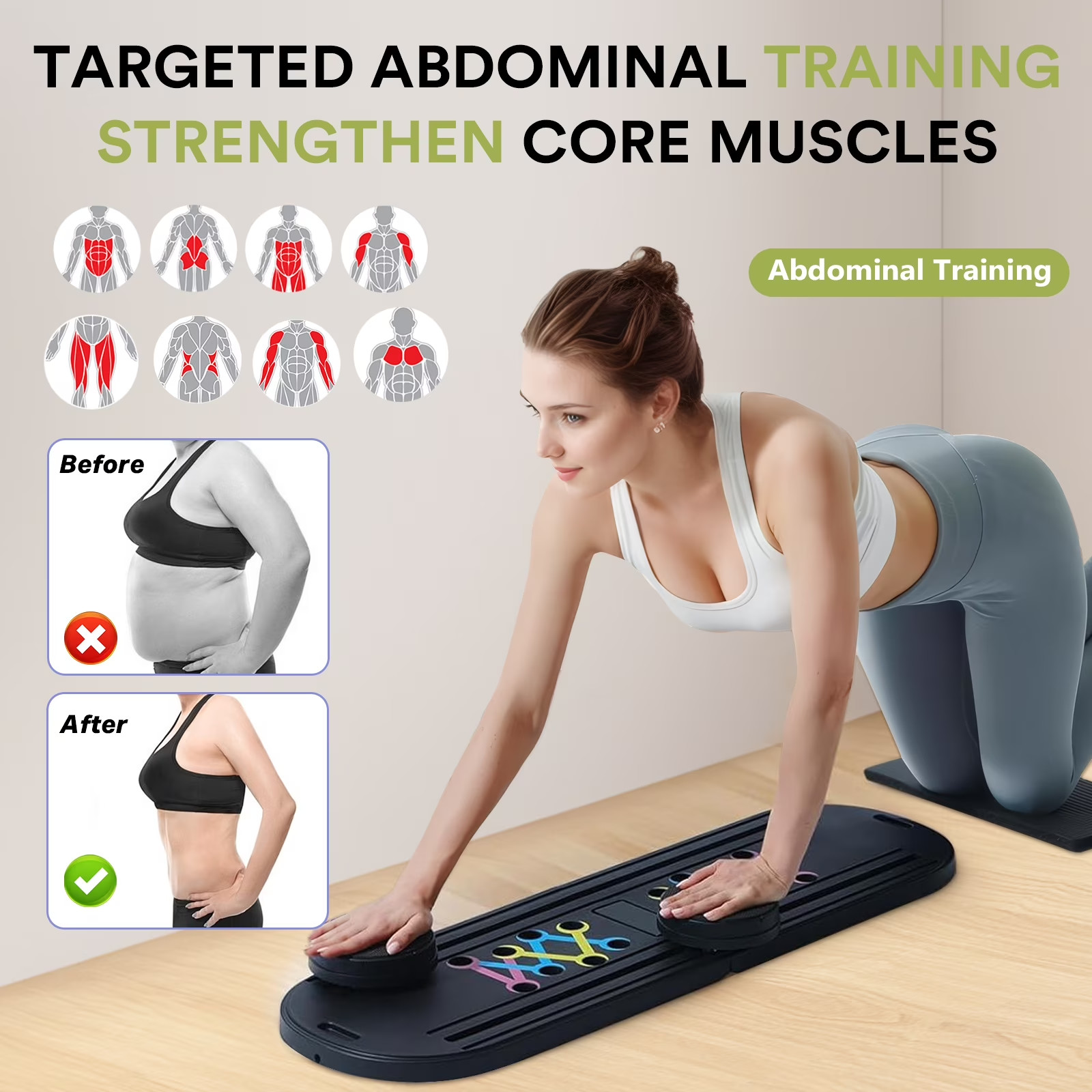 Pilates Board, Portable Multifunctional Workout Training Pilates Reformer Set