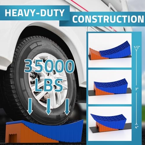RV Camper Levelers, 2 Packs RV Leveling Blocks Heavy Duty & Blue-Orange