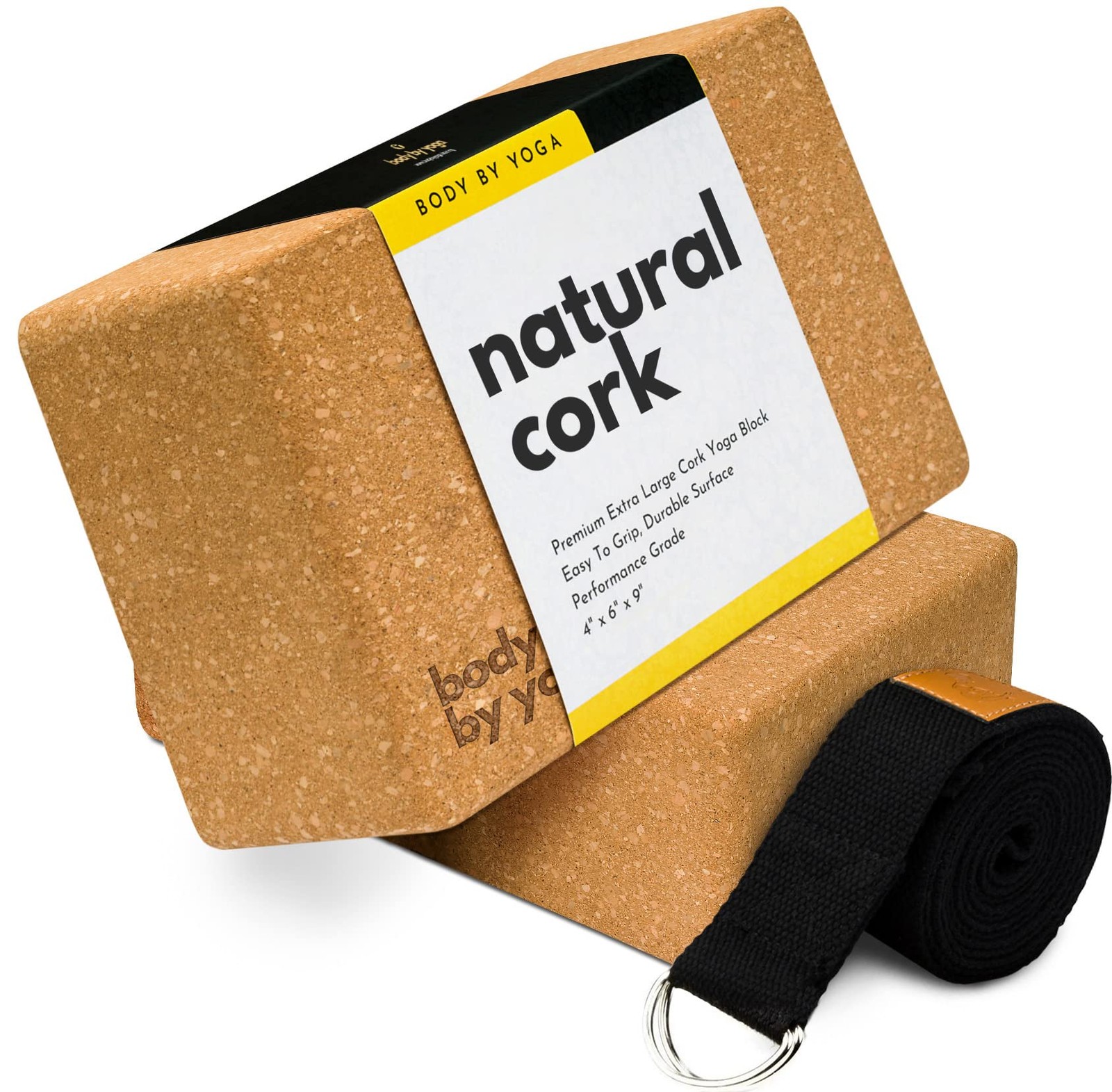 Cork Yoga Blocks 2 Pack – High Density Non Slip with Select Cork Grain for Ch…