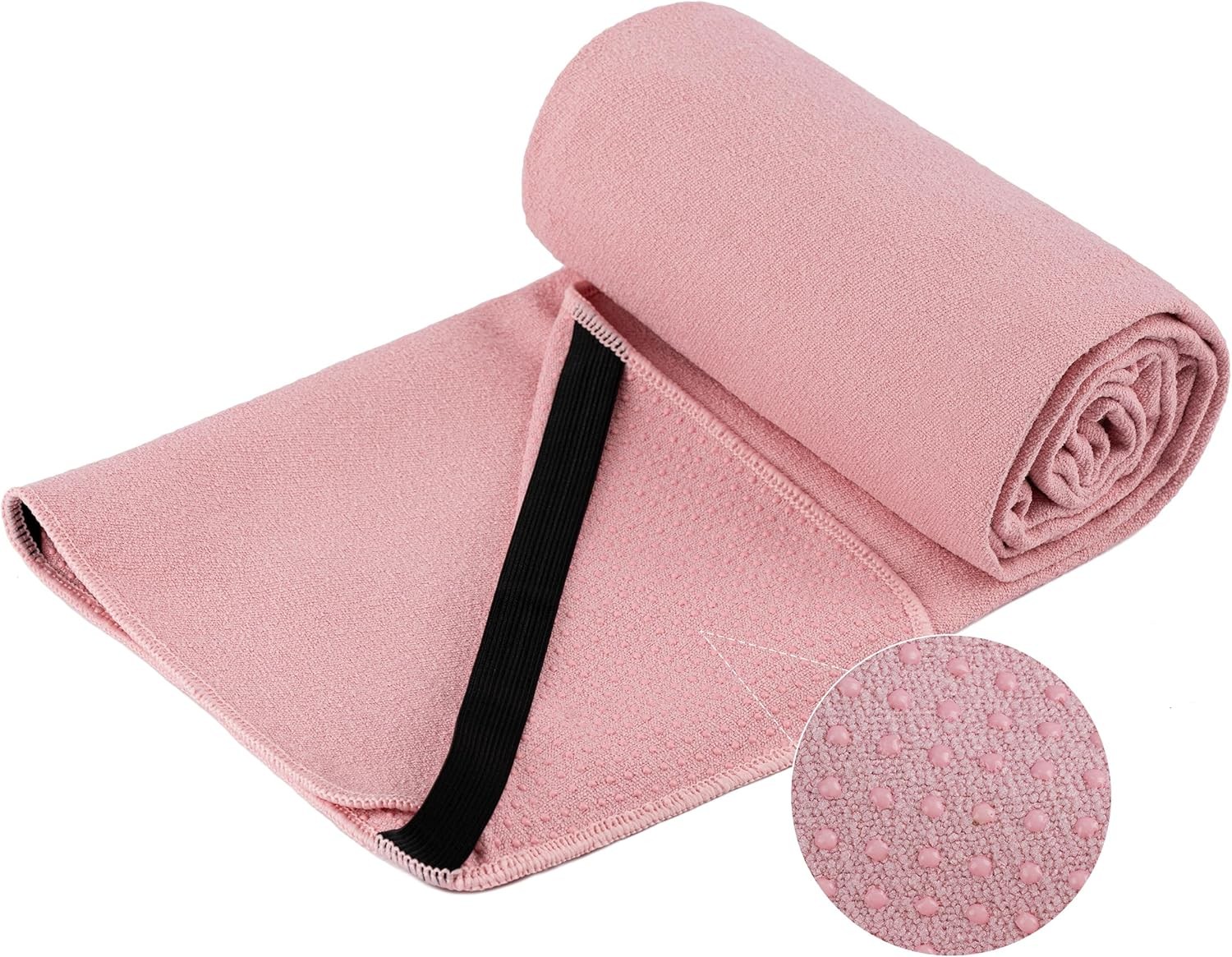 New Microfiber Hot Yoga Towel Mat, 24 x 72 inches, with Non-Slip Pink