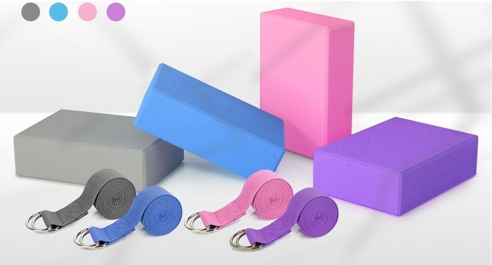 High Density EVA Foam Yoga Block with Yoga Belt to Support and Deepen Poses