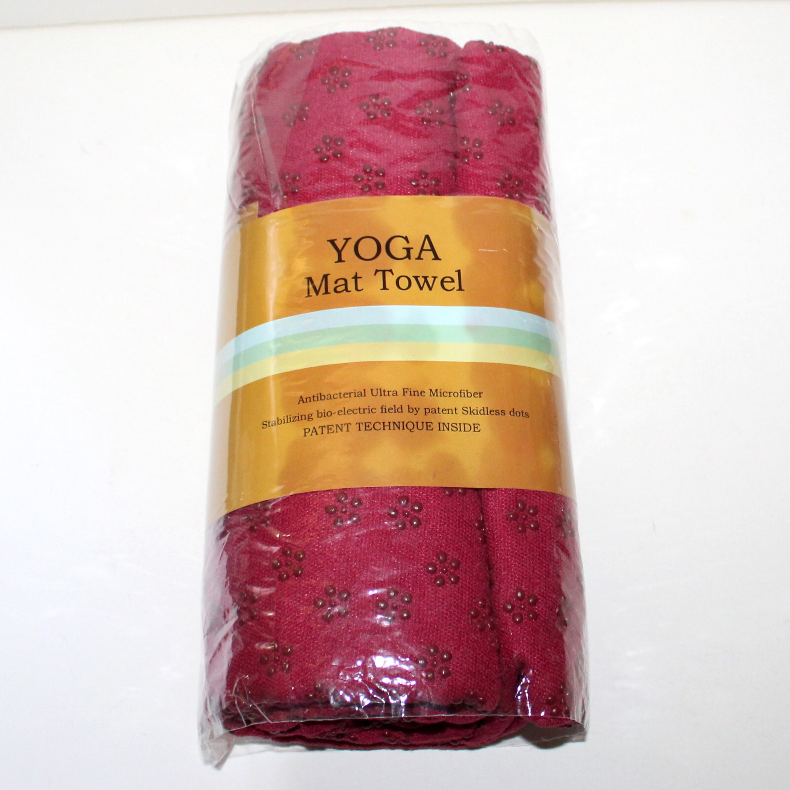 Yoga Mat Towel antibacterial microfiber bio electric dots red non slip NEW heavy