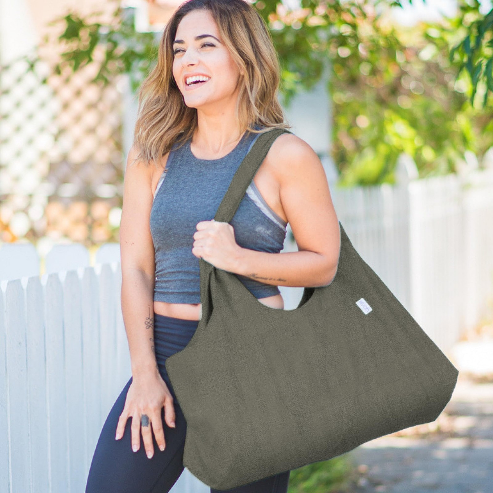 YogiiiTotePRO Olivine Green Yoga Bag Large Lightweight Durable Carrier