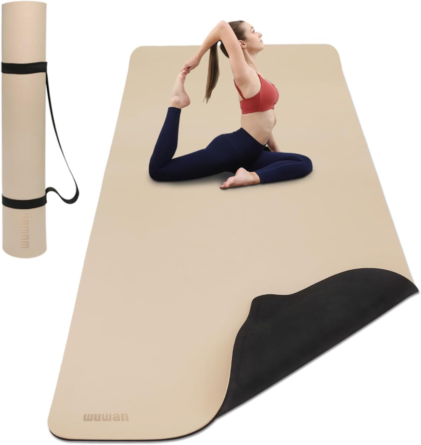 Extra Thick Non-Slip Yoga Mat 80Cm TPE with Carry Strap for Home Workouts