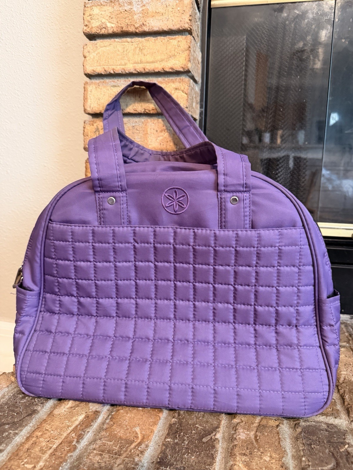 Gaiam Yoga Gym Bag Purple with Elastic Mat Holder On Bottom 17&Prime;x12&Prime;x6&Prime; Pockets