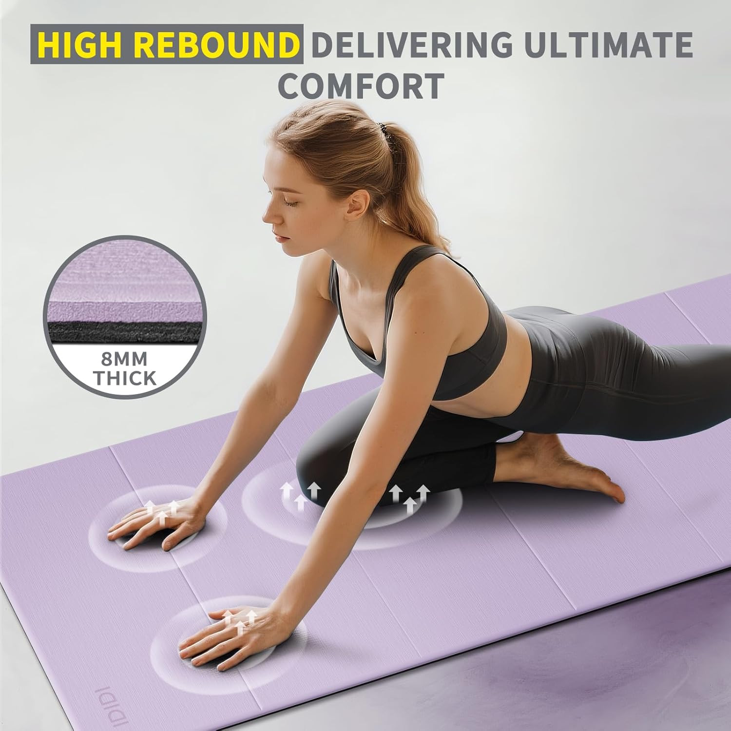 Foldable Yoga Mat Extra Thick & Large (74&Prime; X 31.5&Prime; X 0.32&Prime;), Double-Sided Non Sl