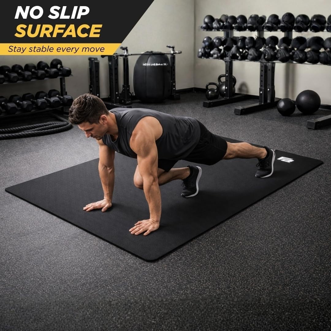 Oversized 6’ x 4’ Extra Large Workout Mat with Carry Bag & Straps — Heavy-Duty,