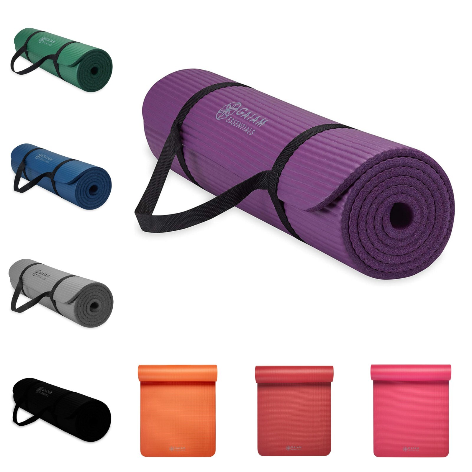 Yoga Mat Gym Sport Exercise Mat 0.4 Inch Thick Yoga Pilates Mat w/ Carrier Strap