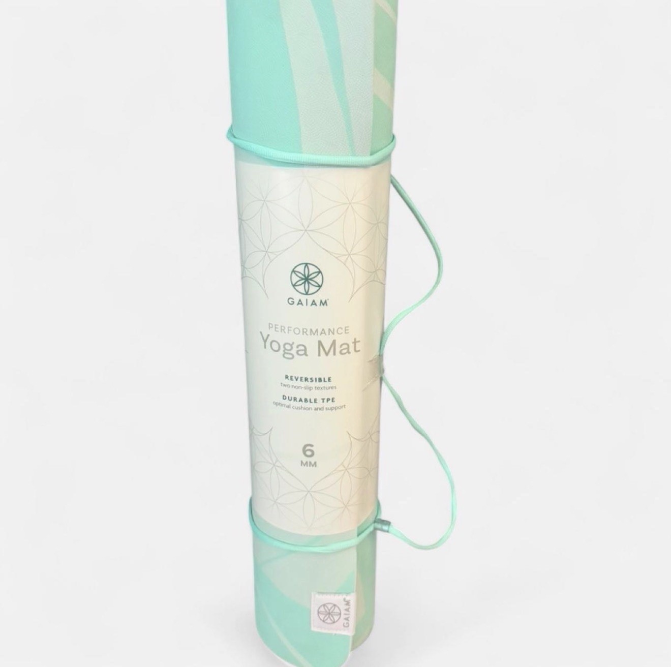 Gaiam Performance Reversible Non-Slip TPE Yoga Mat 6mm Mint Green