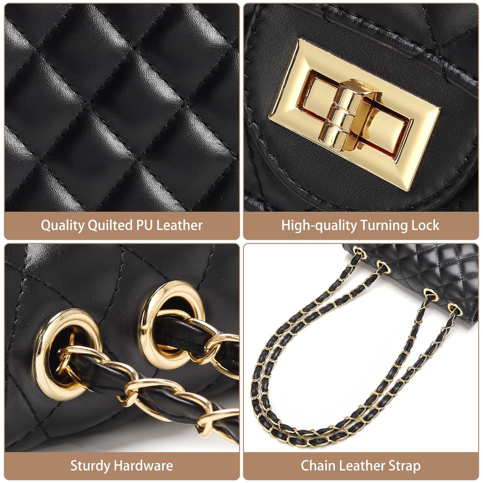 Small Quilted Crossbody Purse for Women Trendy Ladies Shoulder Bag PU Leather…