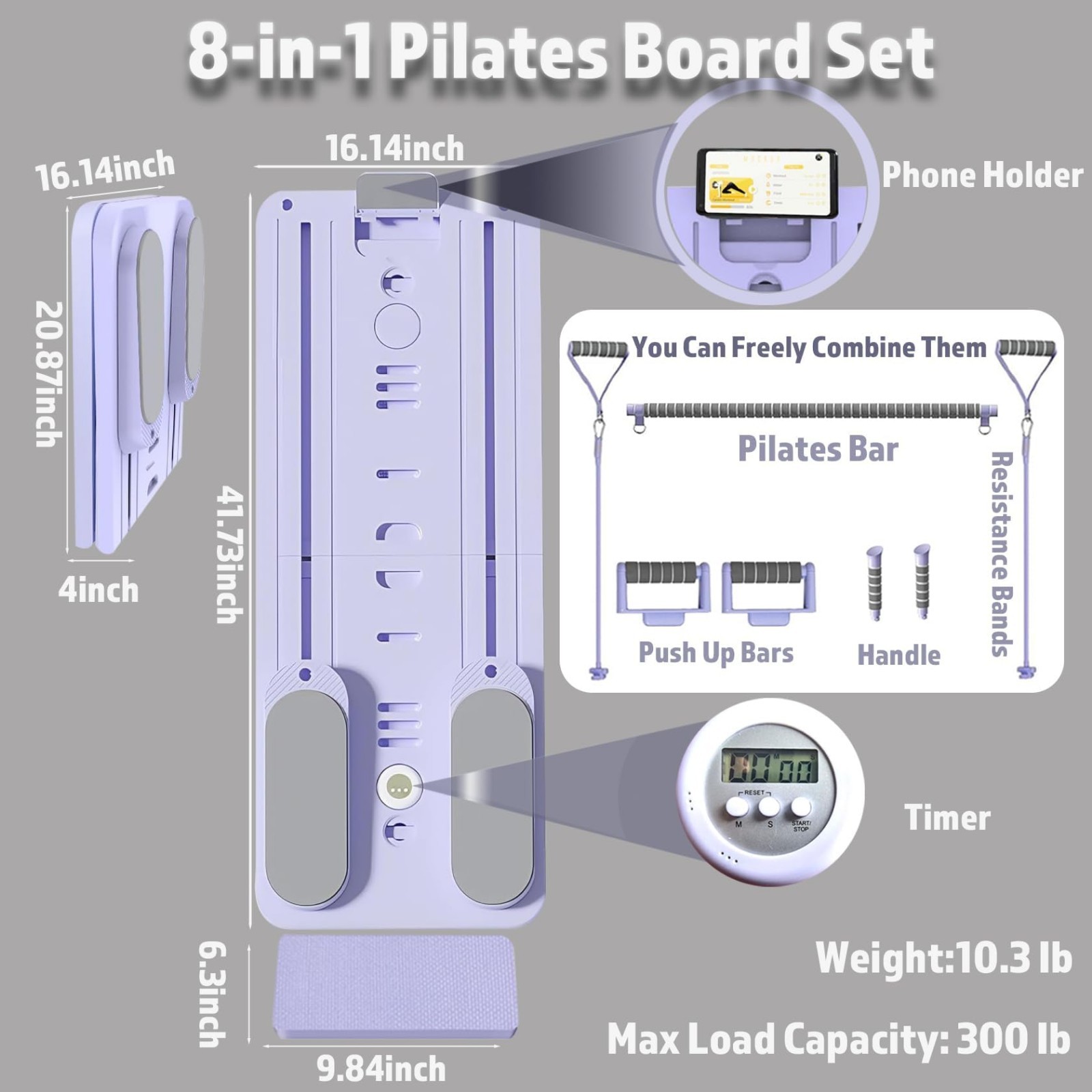 8-in-1 Portable Pilates Board with Phone Holder & Timer – Multi-Functional Refor