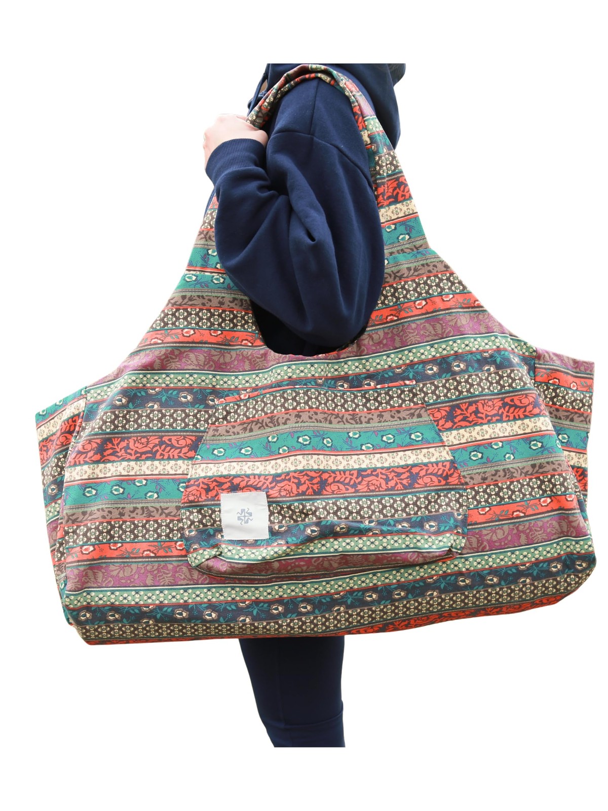 Boho-Style Extra Large Multi-Functional Yoga Mat Tote Bag Durable Carry-All