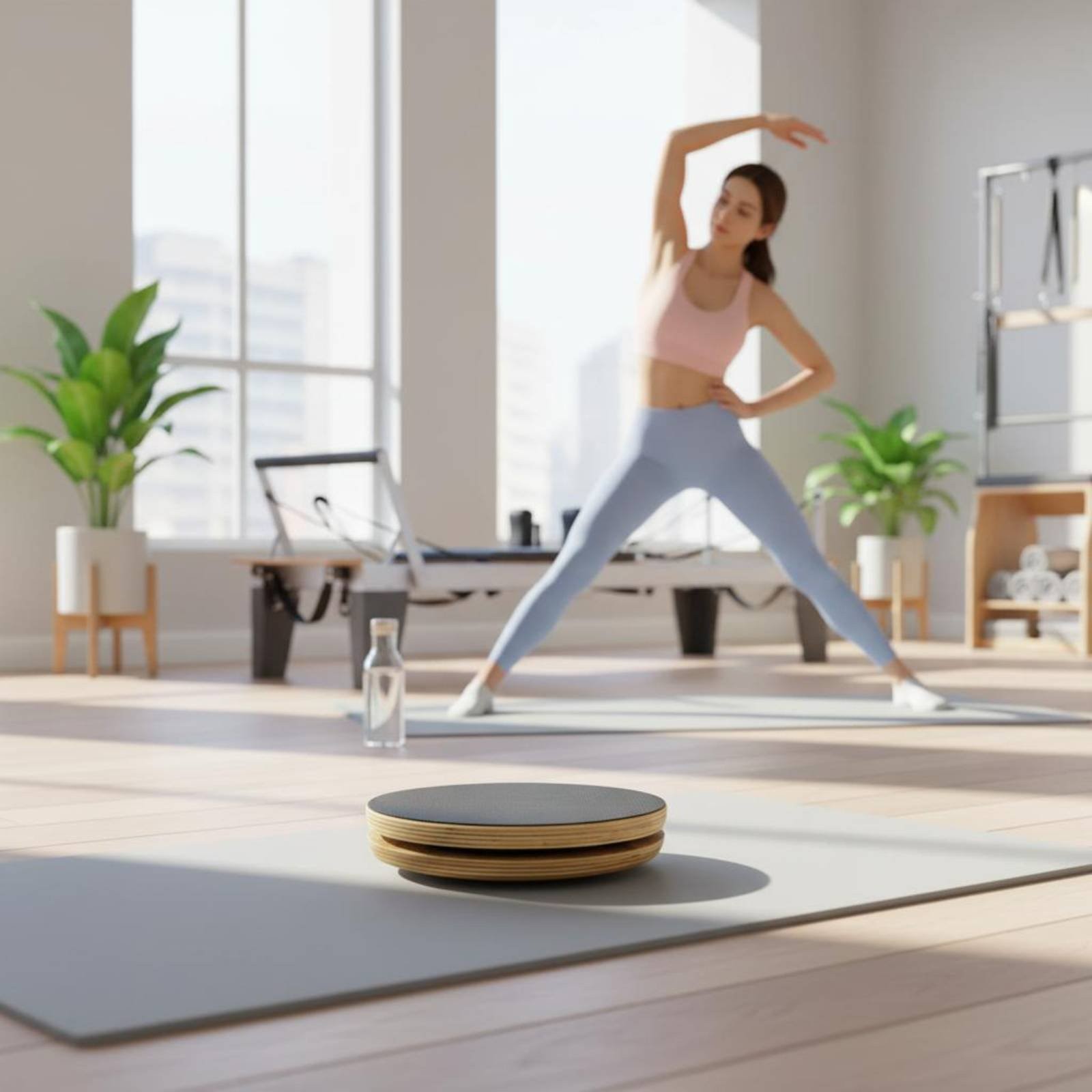 2 Pieces Wooden Pilates Disc Sturdy Wood Pilates Rotation Board Stretching