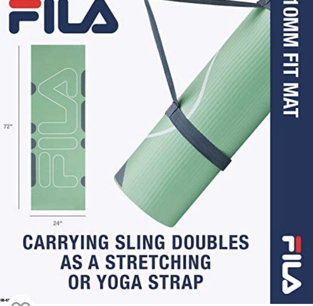 FILA Accessories Exercise Mat – Thick Yoga Mat 72&Prime; L x 24&Prime; W x 10mm (GREEN)