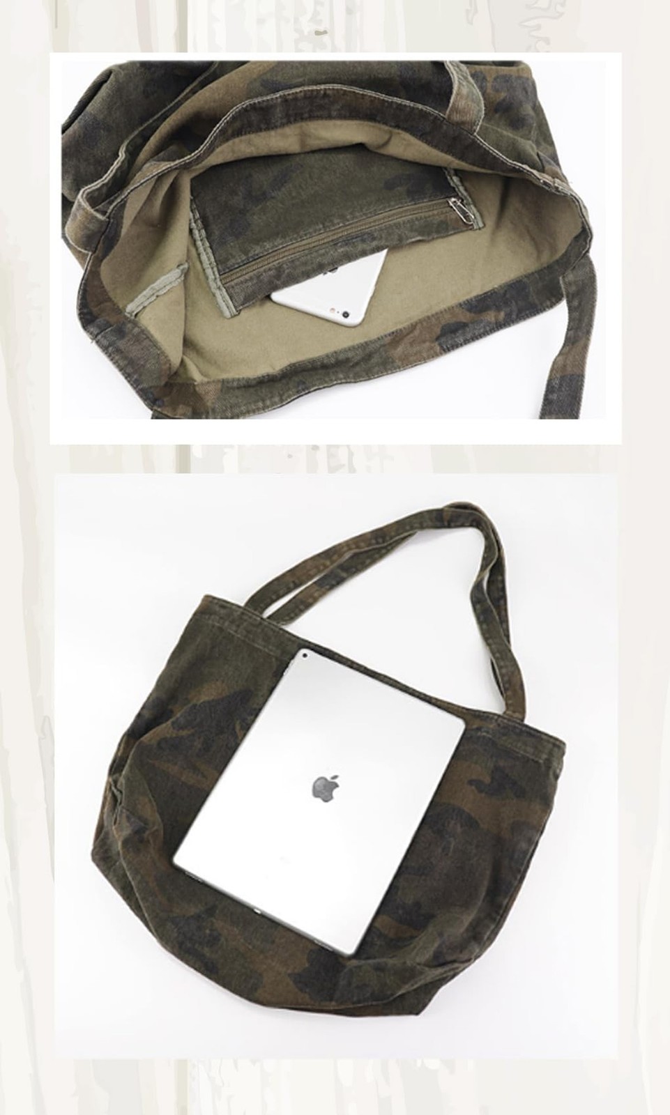 Shoulder Bag for Women Large Carry Handles Cute Camouflage Sling Tote Boho wi…