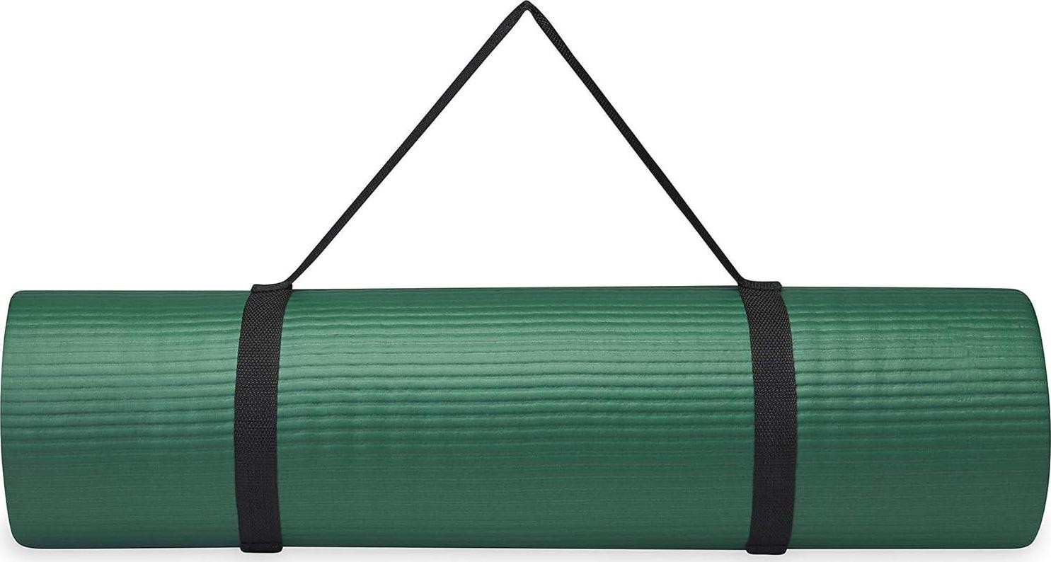 Thick Yoga Mat Fitness & Exercise Mat with Easy-Cinch Yoga Mat Carrier Strap