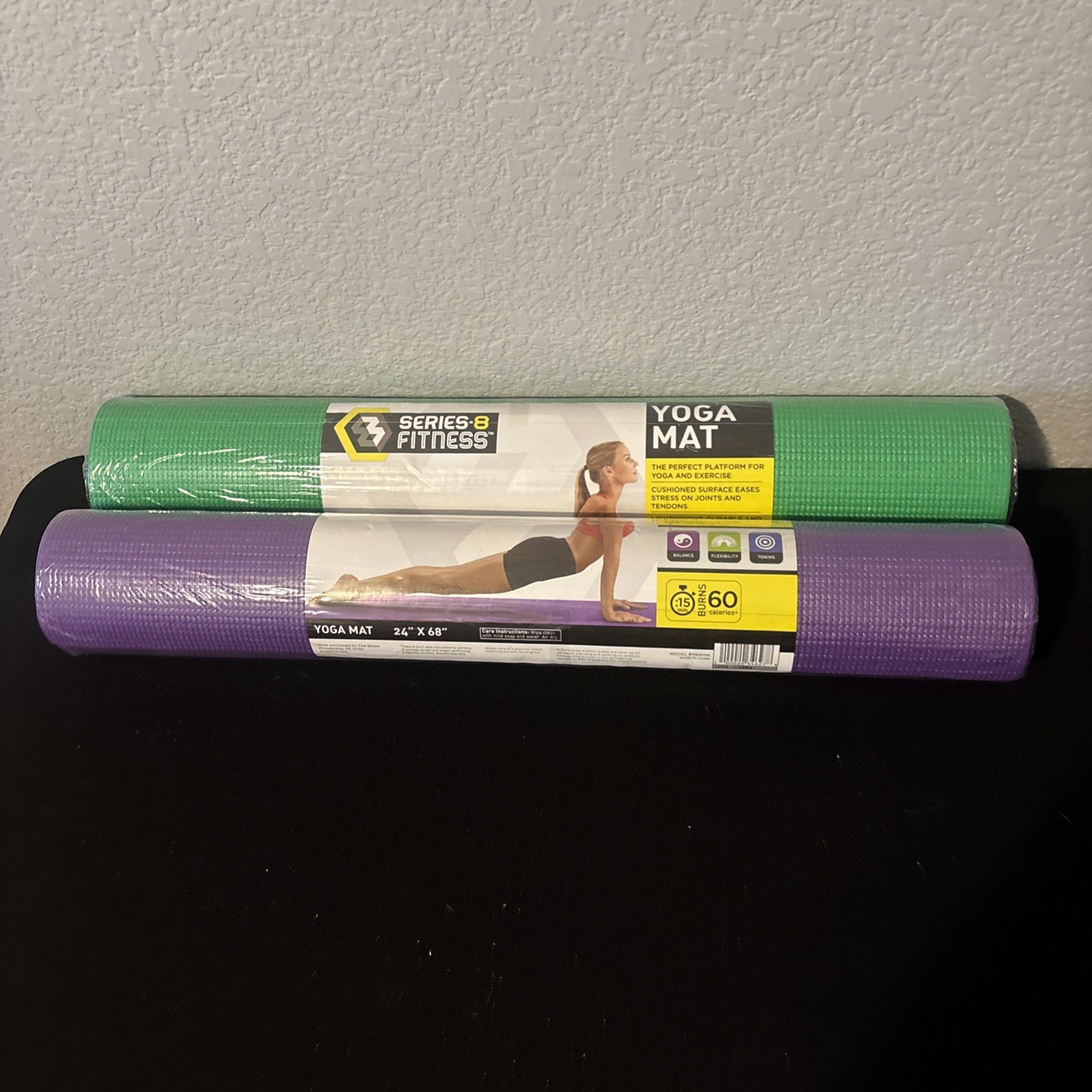 Series-8 Fitness 1/8&Prime; x 24&Prime; x 68&Prime; Yoga Mat Green or Purple NEW SEALED
