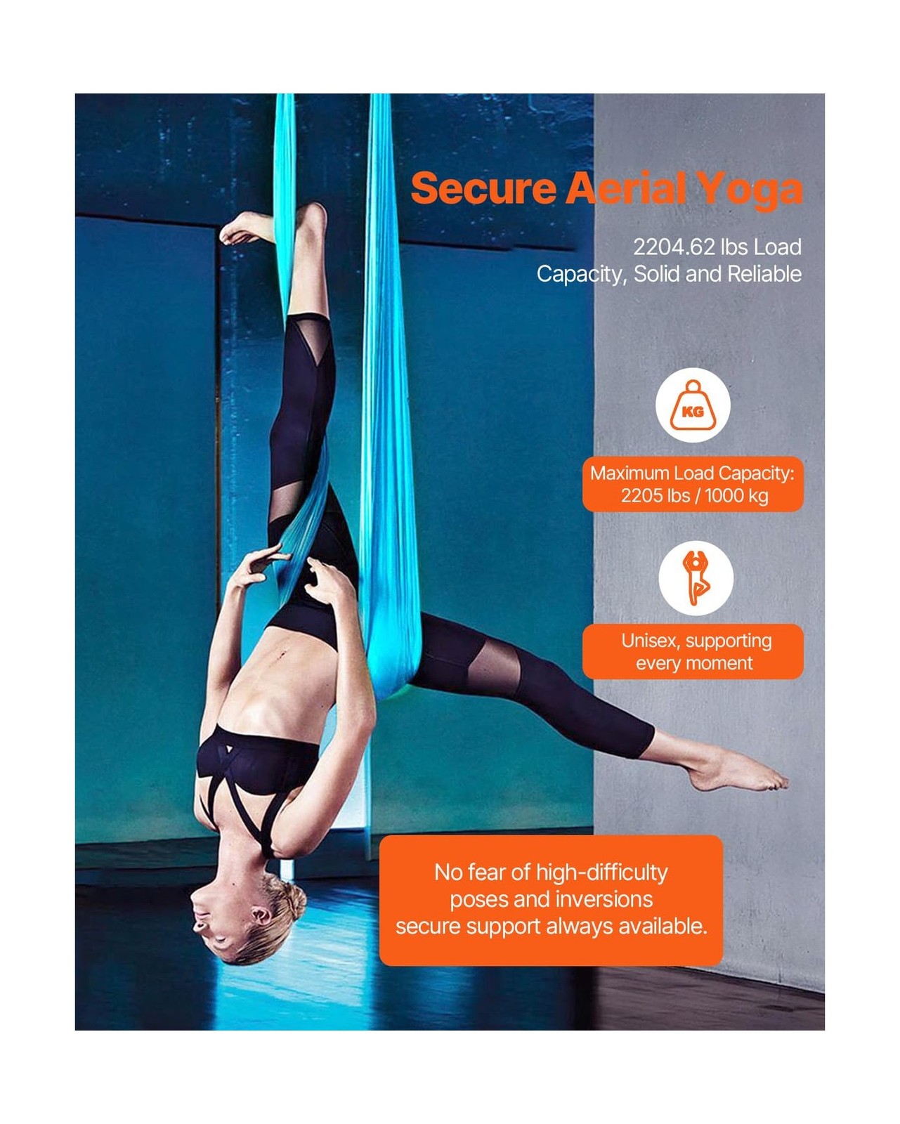 VEVOR Aerial Silk & Yoga Swing, Aerial Yoga Hammock Kit with 10… FAST USA SHIP