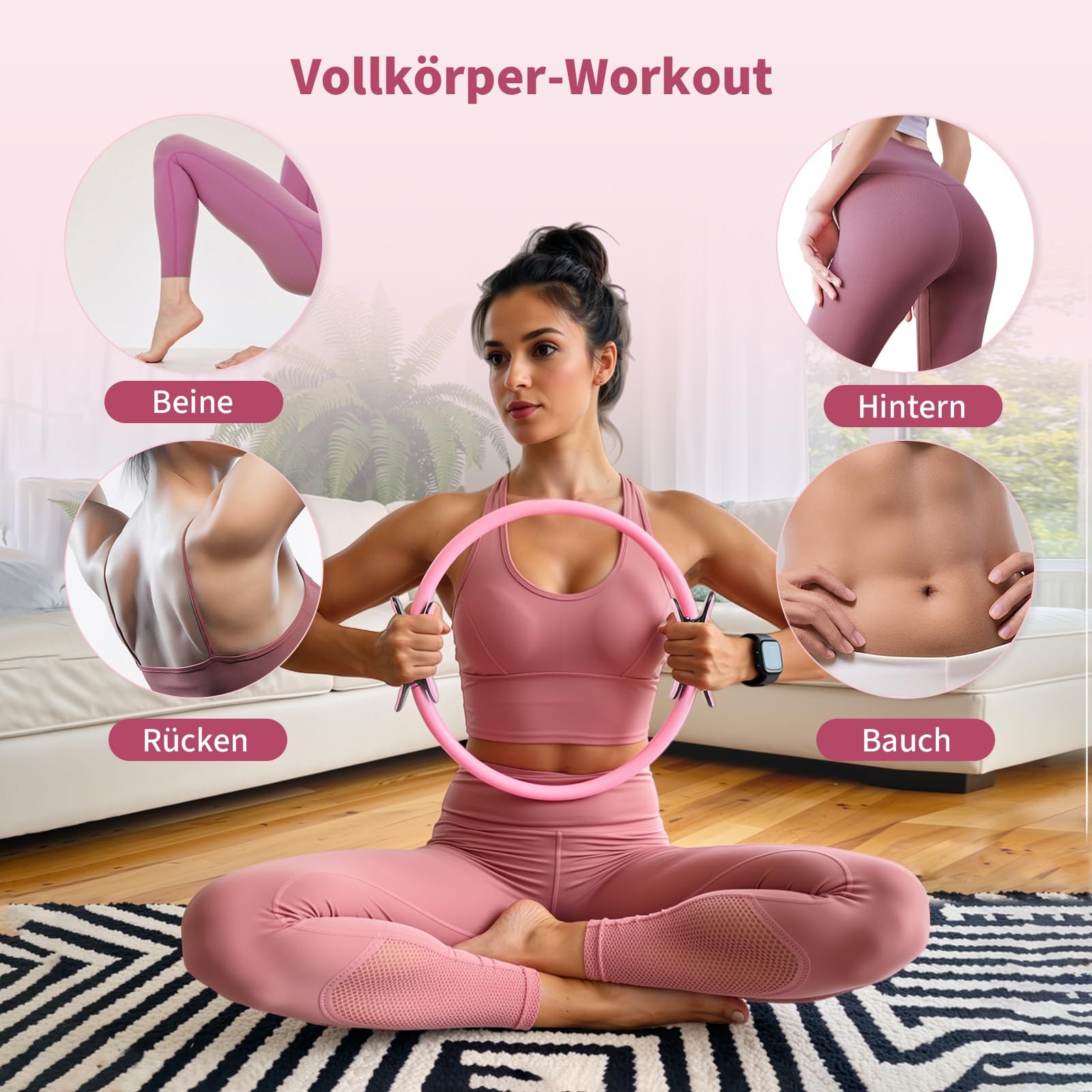 Pilates Ring Set for Women, Pilates Equipment with 5 Resistance Bands & Acces…