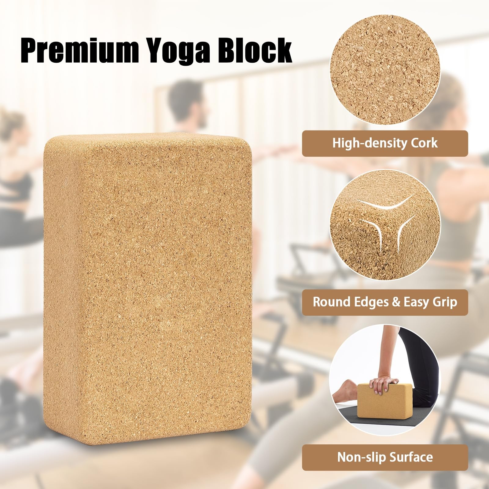 Portuguese Cork Yoga Block Premium Brick EcoFriendly Pilates Exercise