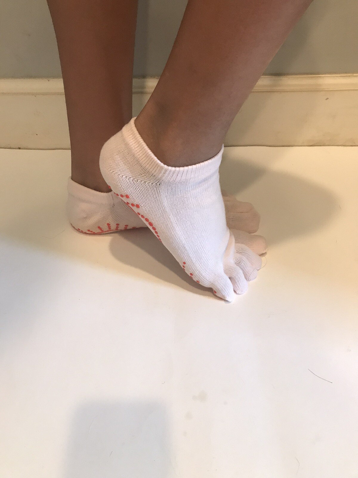 Pink Jara Bamboo Yoga Socks Full Toe Non Slip, No Show, S-M Control/Balance 2-pk