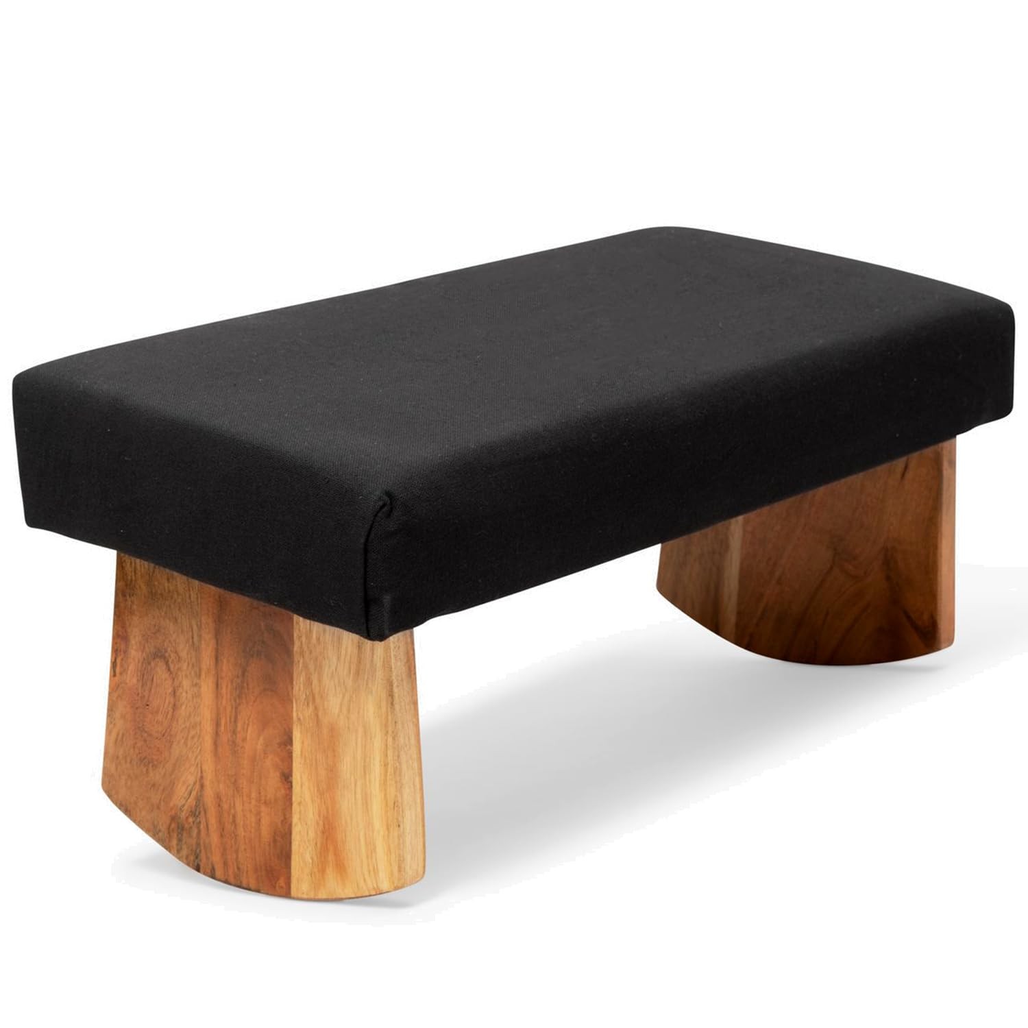 Meditation Bench (Zen Black), Seiza, Sustainable Acacia Wood with Curved Bott…