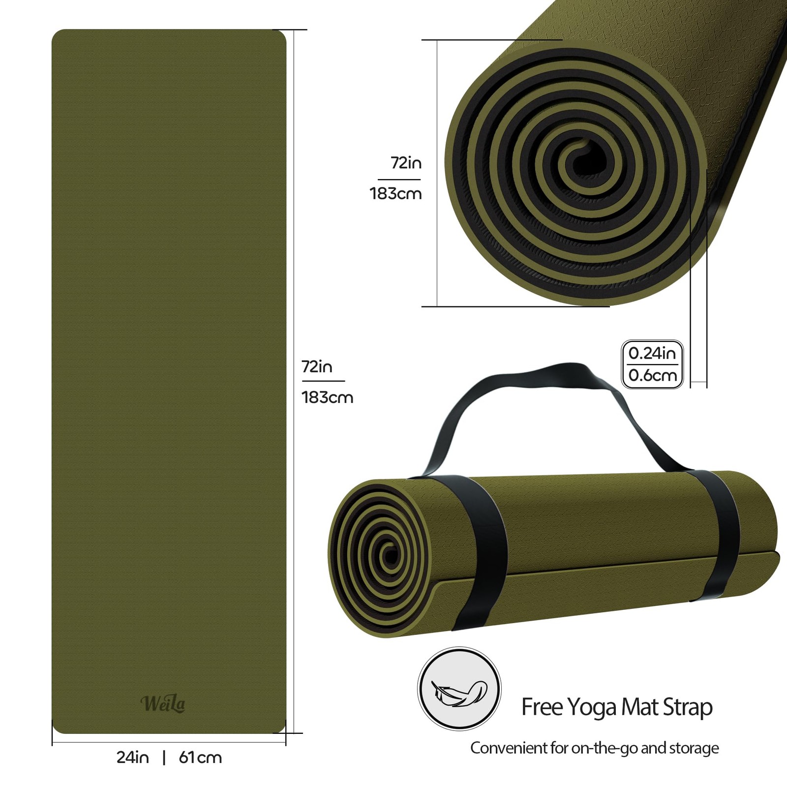 Non-slip TPE Yoga Mat for & Men,72&Prime;x24&Prime; Double-Sided Workout Mat for Home Gym…