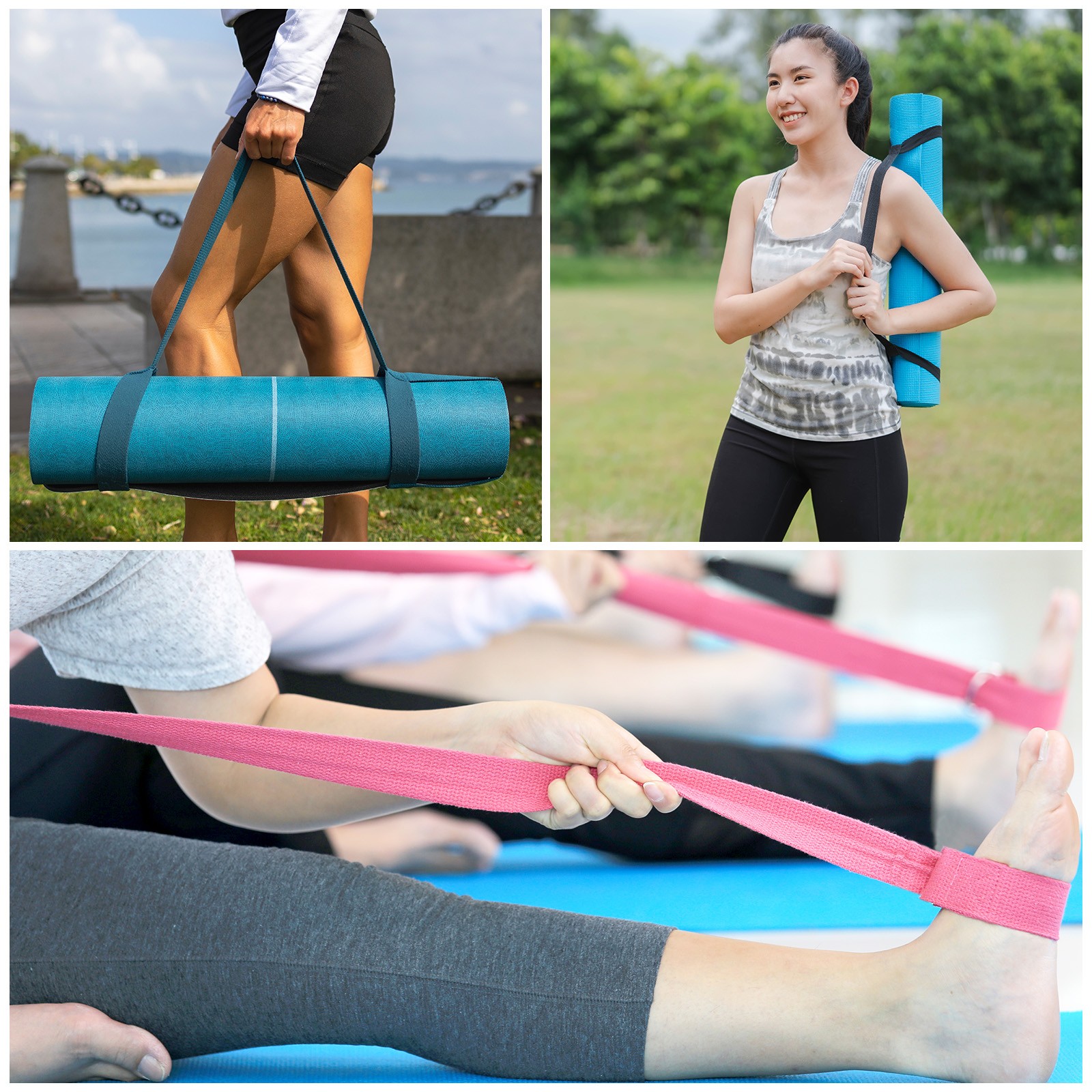 4Pcs Yoga Mat Strap Carrier Dark Green/Dark Grey/Navy Blue/Dark Purple