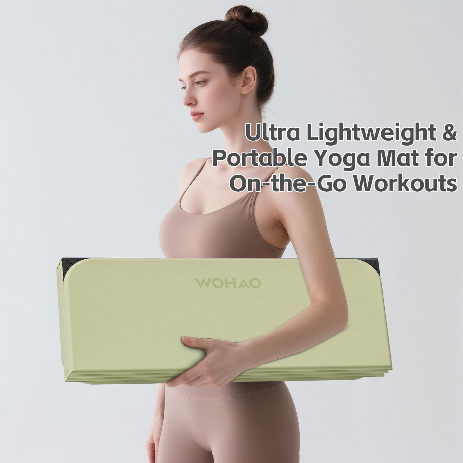 Foldable Yoga Mat 70&Prime;x24&Prime; – Thickened TPE Non-Slip Grass Green + Black