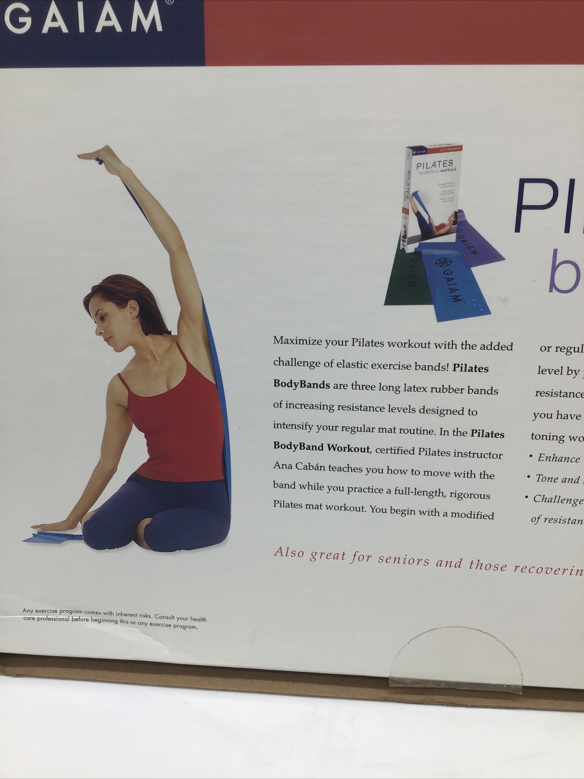 Vintage GAIAM Pilates Bodyband Workout Kit Toning W/VHS Video & 3 Bands