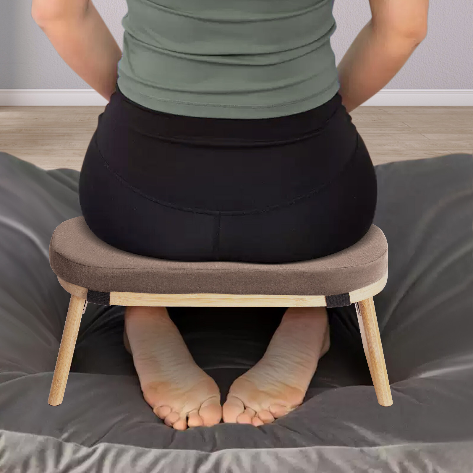 Foldable Bamboo Meditation Bench, Meditation Stool-Prayer Kneeler Chair for Yoga