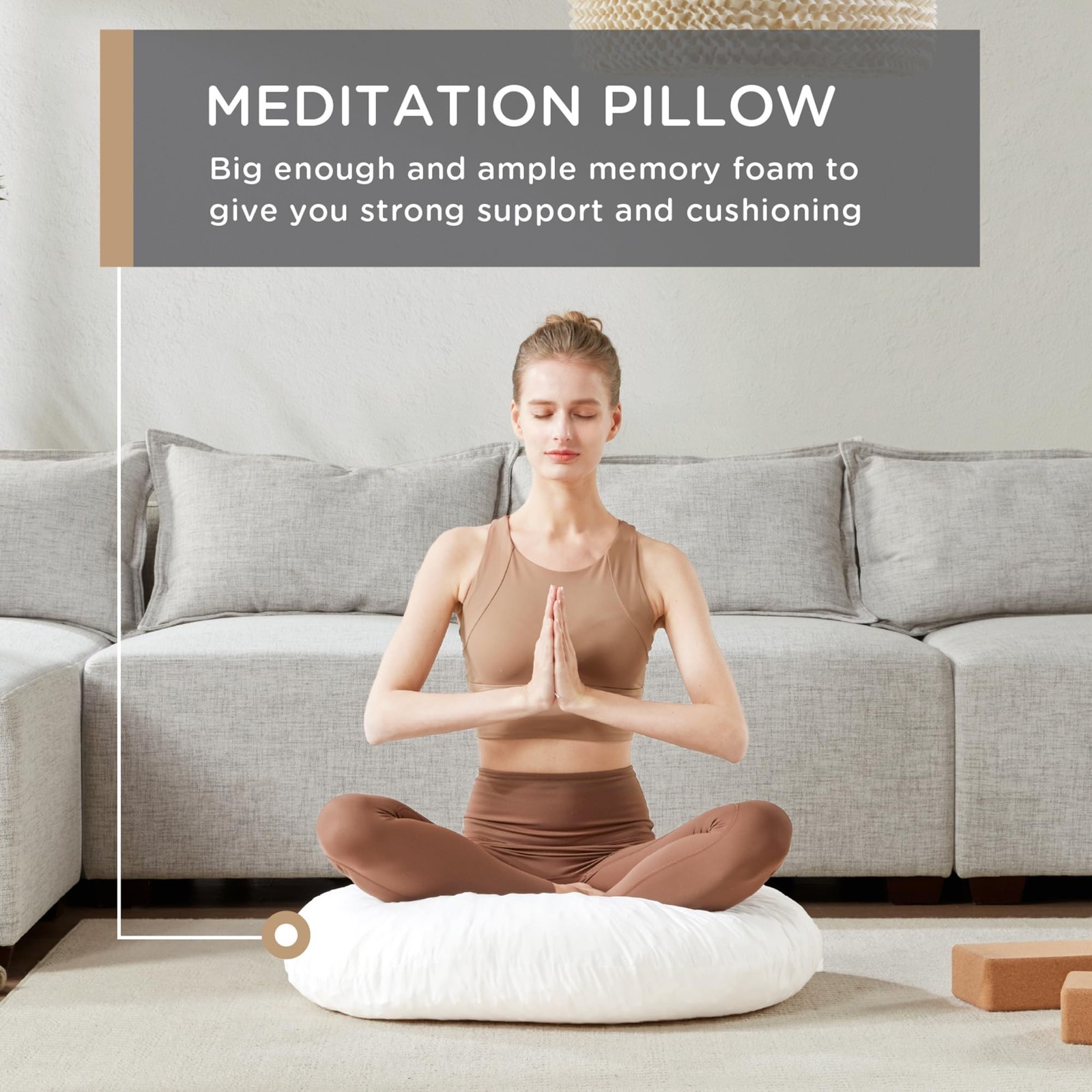 Codi Round Floor Pillow Insert, Large Thick Meditation Cushion, 32 Inch Circu…