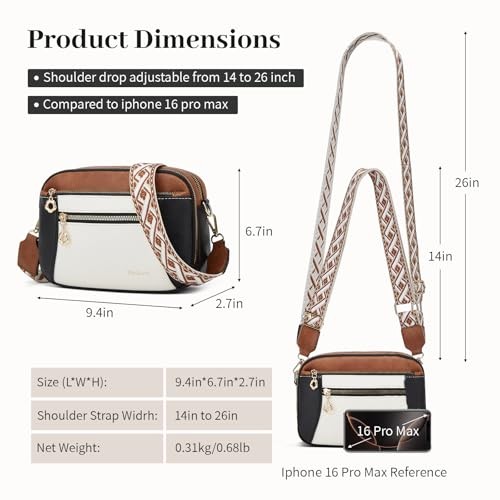 Crossbody Purse for Women Small Crossbody Bags Beige With Brown Extravagant