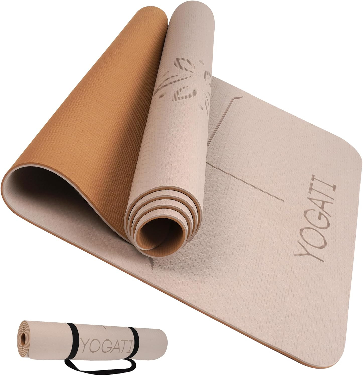 ® Yoga Mat with Strap with Alignment Lines. Home Workout Mat for Women, Men and