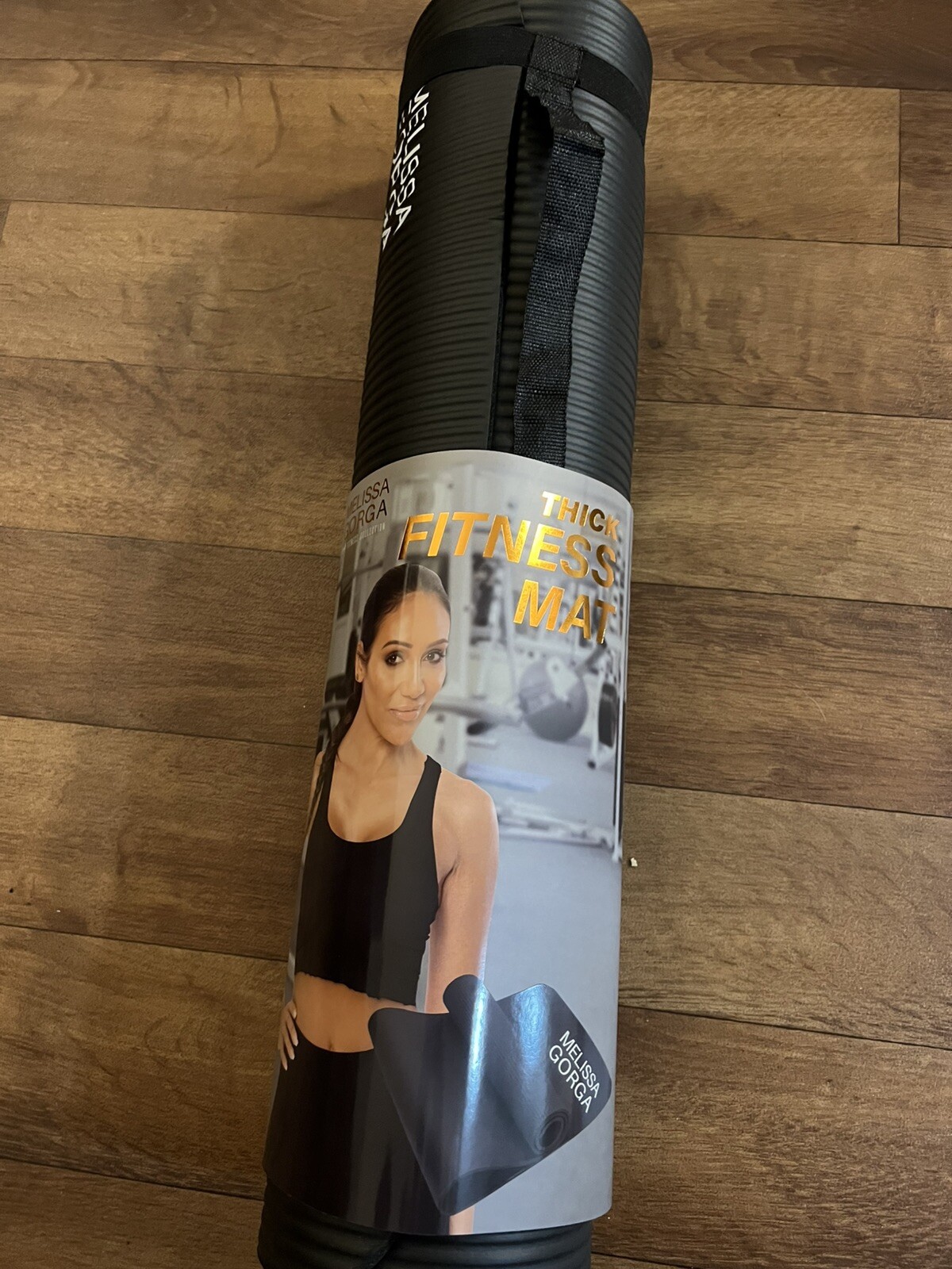 Melissa Gorga Thick Exercise Fitness Yoga Mat w/ Carry Strap, Black