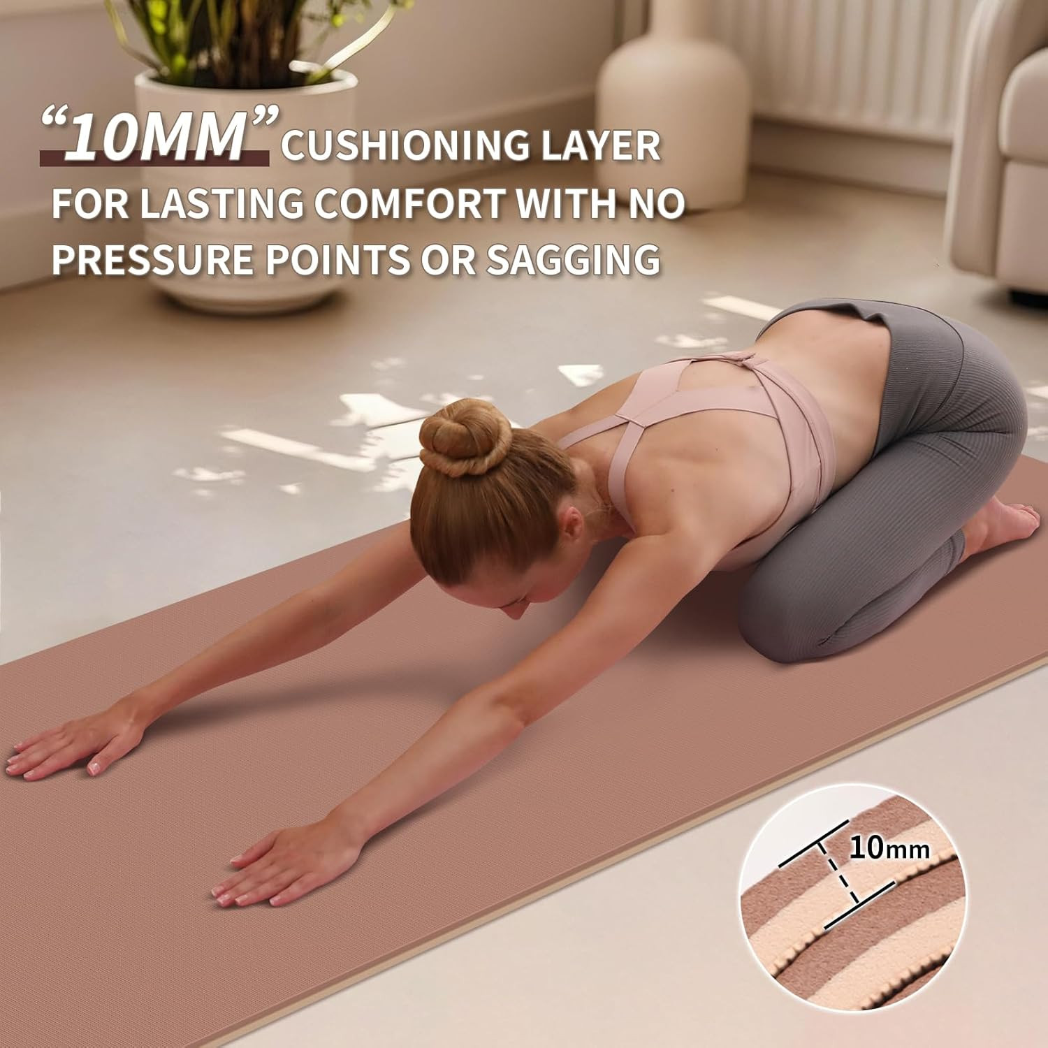 Yoga Mat Non Slip Anti-Tear,Extra Thick-2/5 Inch（10Mm）High Resiliency Profession